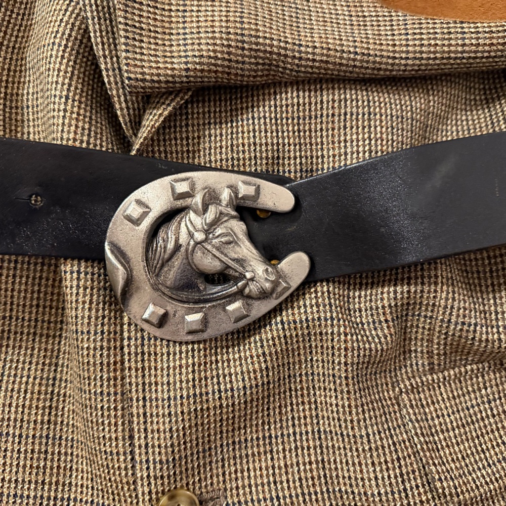 Vintage Horse Head Belt Buckle Made in Spain Signed